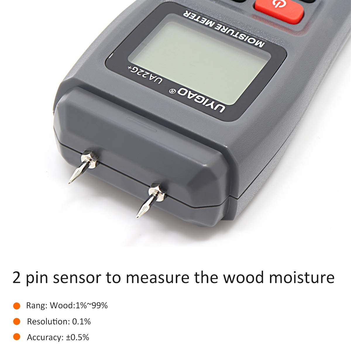 Digital Wood Moisture Meter Wood Humidity Tester Hygrometer Timber Damp Detector Large LCD Display (Grey)